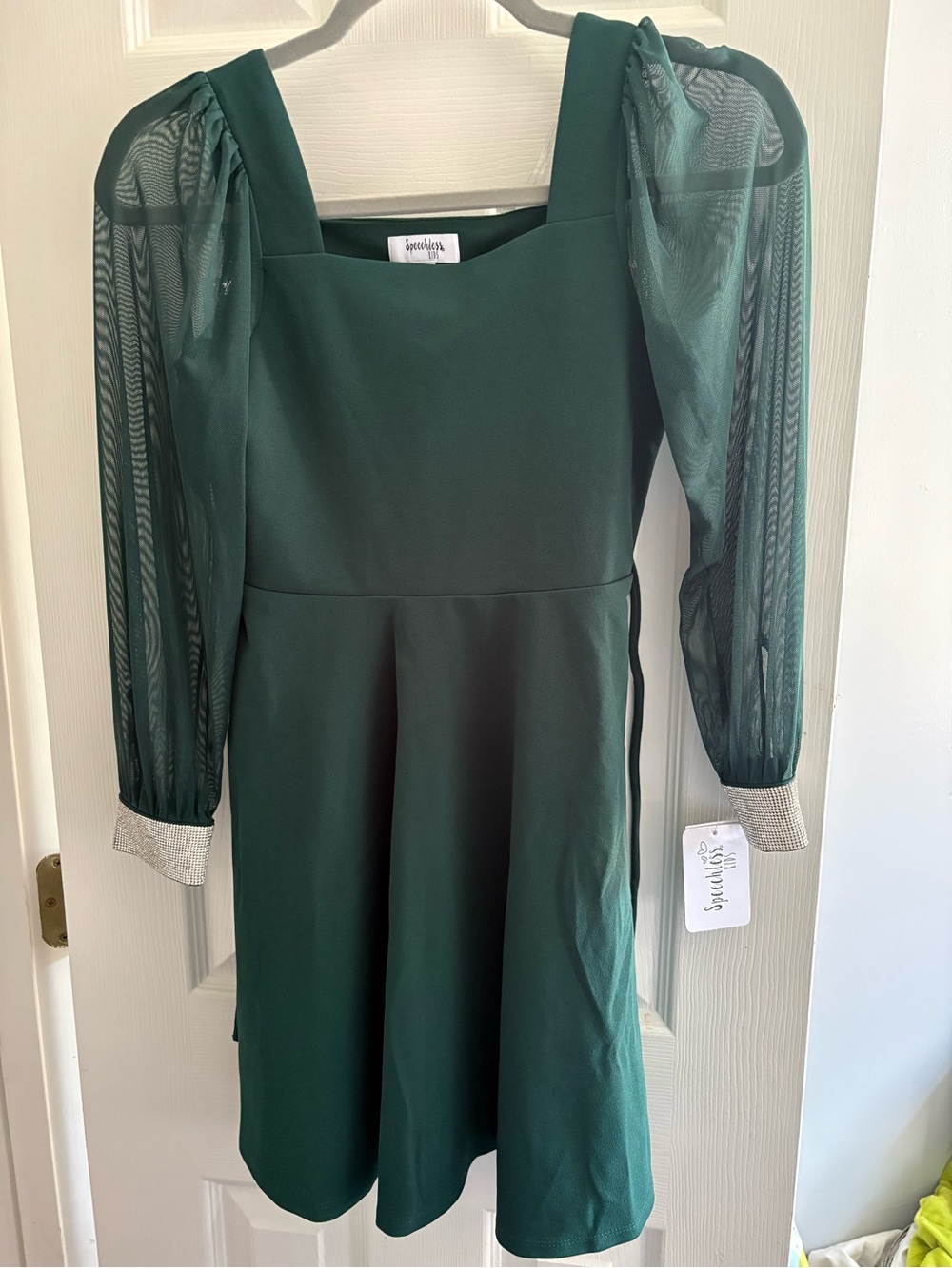 Girls Kohl's Emerald Green Long-Sleeve Mesh Cuff Dress